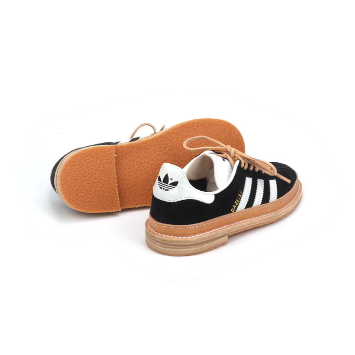ADIDAS GAZELLE - BLACK W/ LEATHER HEELS