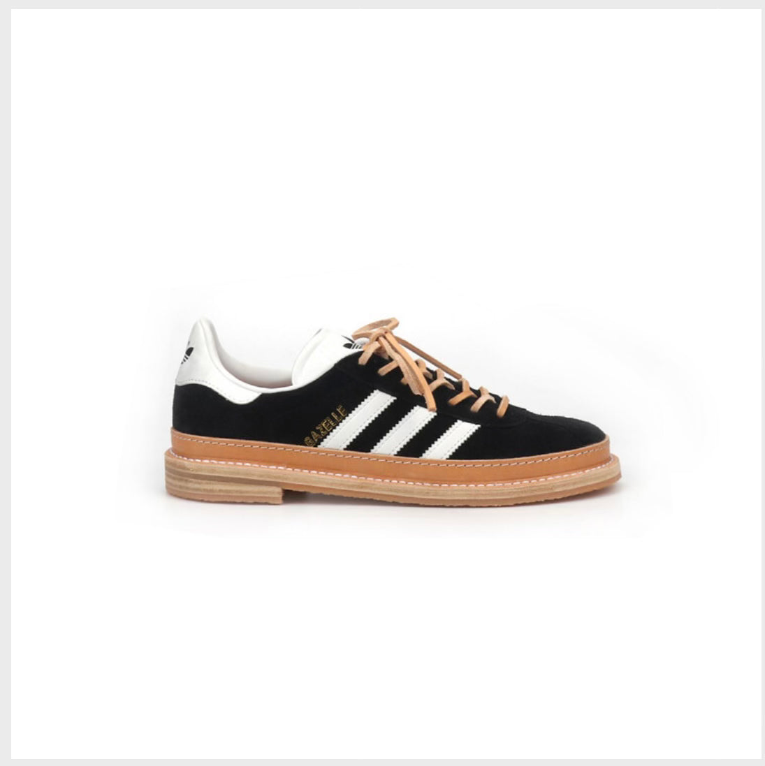 ADIDAS GAZELLE - BLACK W/ LEATHER HEELS