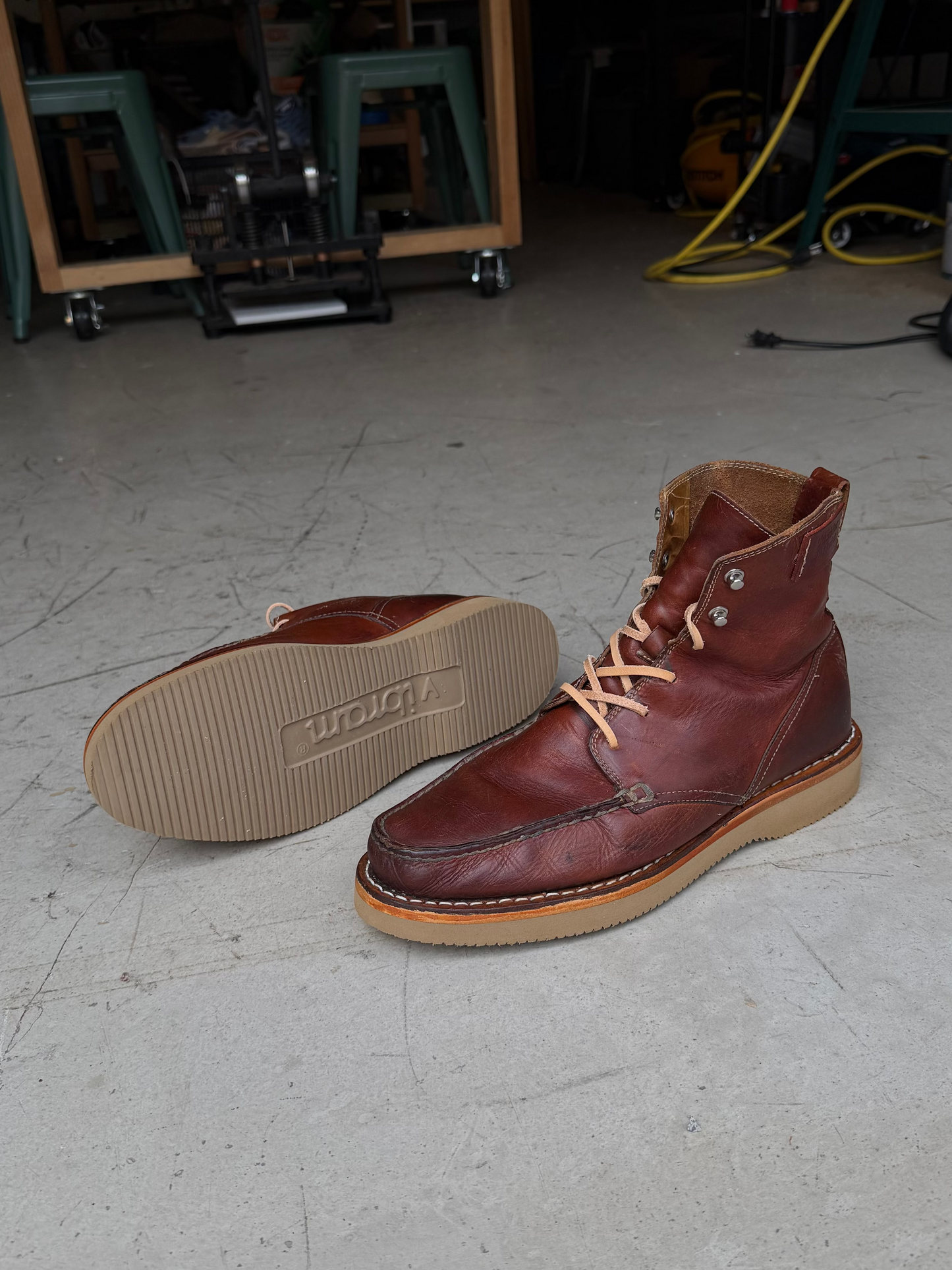 Resoling with Vibram + Leather Midsole + Hand stitching